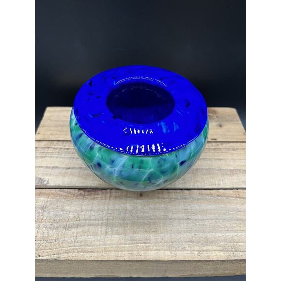 Wimberley Glassworks Art Glass Bowl Vase WGW Hand Blown 2005 Signed - Picture 2 of 10